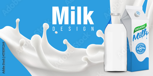 milk splash 3d vector backgrond illustration