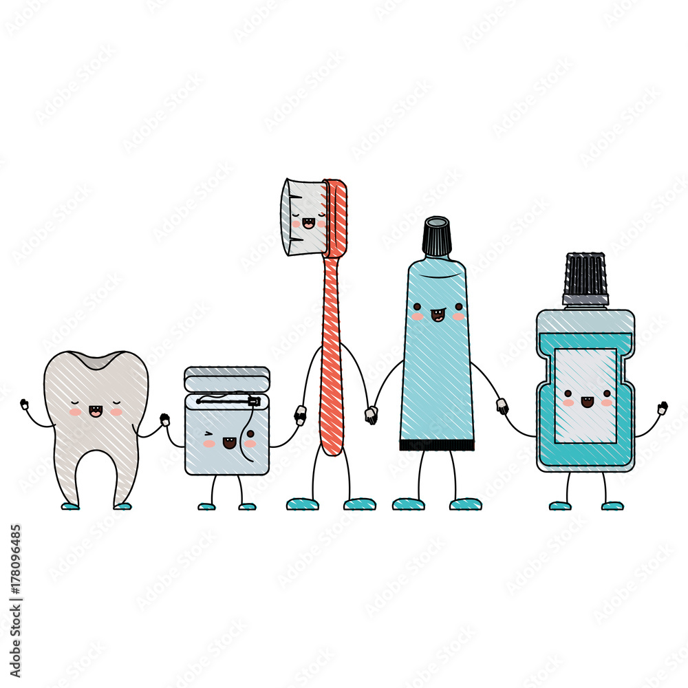 tooth and dental floss and toothbrush and toothpaste and mouthwash in ...