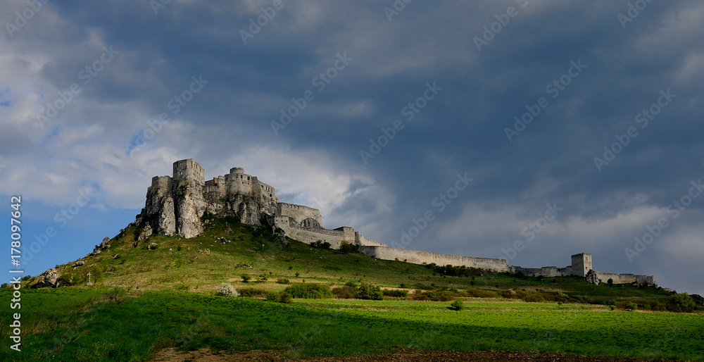 Spissky castle with cloudy athmosphere during day, Slovakia