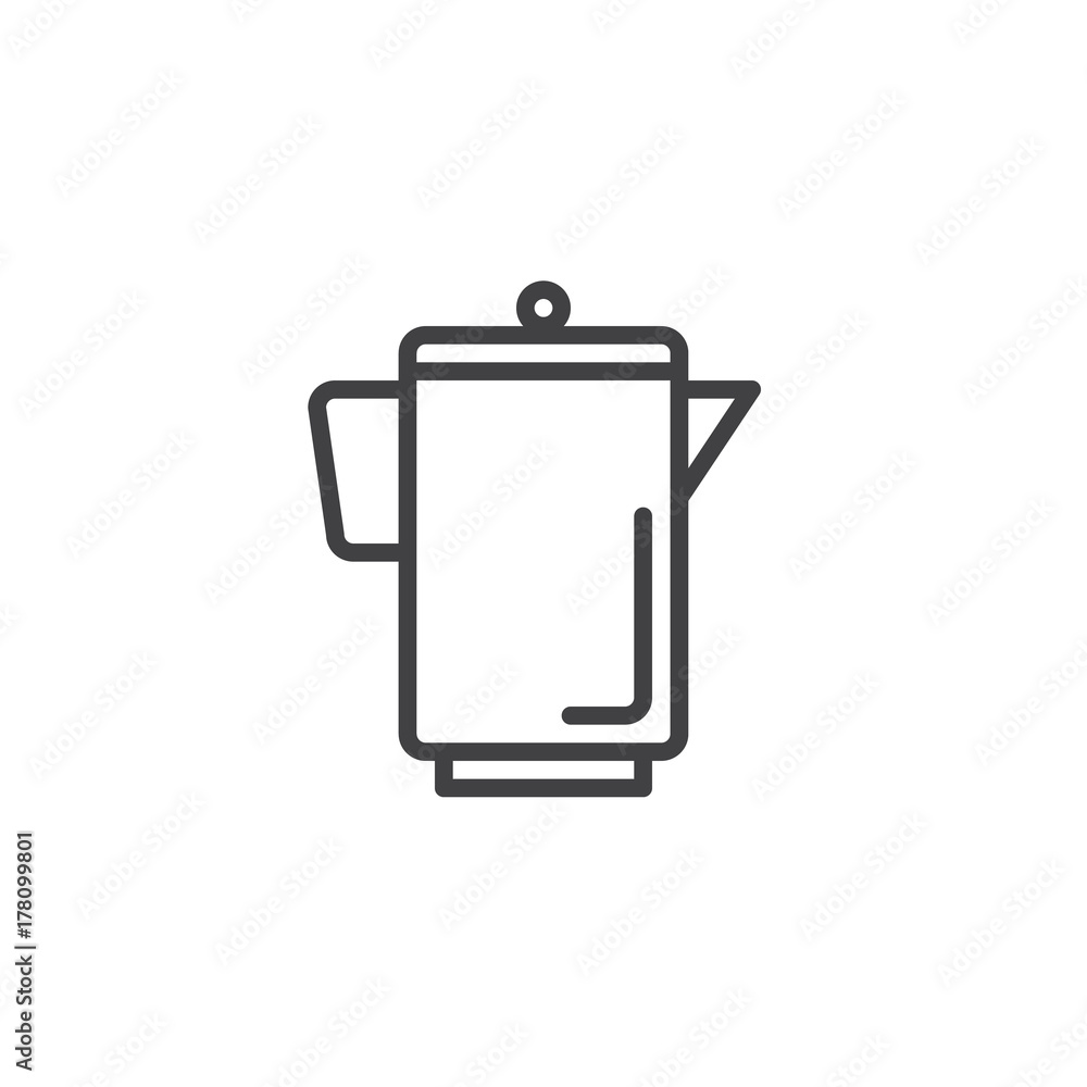 Kettle line icon, outline vector sign, linear style pictogram isolated on white. Teapot symbol, logo illustration. Editable stroke Kettle line icon, outline vector sign, linear style pictogram isolated on white. Teapot symbol, logo illustration. Editable stroke