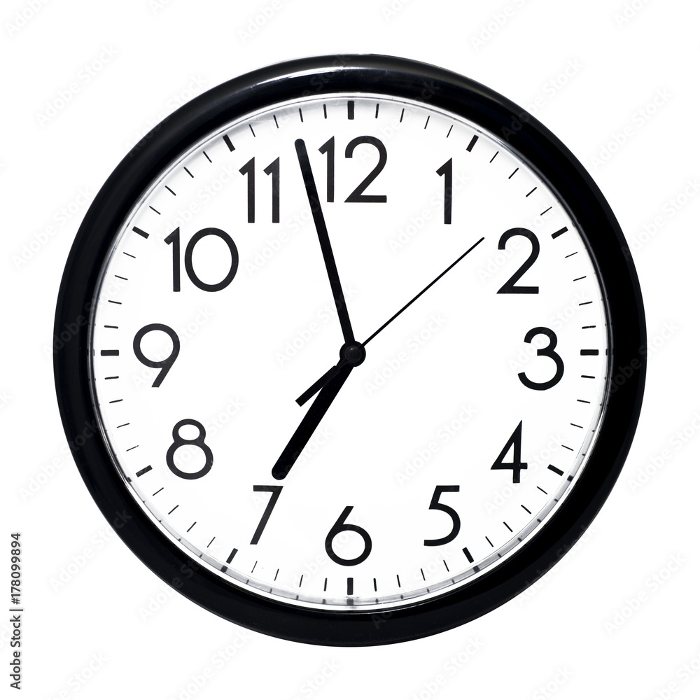 White wall clock. Isolated on white background. White wall clock. Isolated on white background.