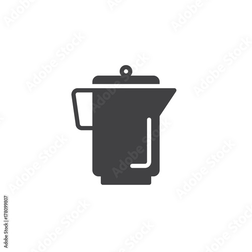 Kettle icon vector, filled flat sign, solid pictogram isolated on white. Teapot symbol, logo illustration.