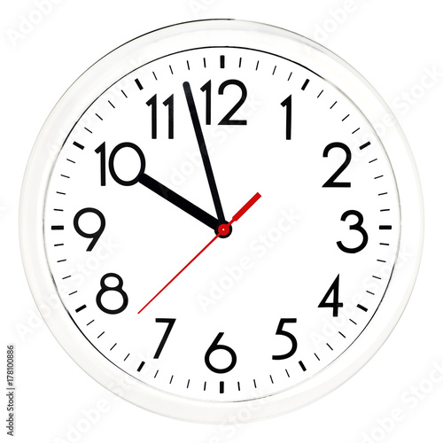 Black wall clock. Isolated on white background.