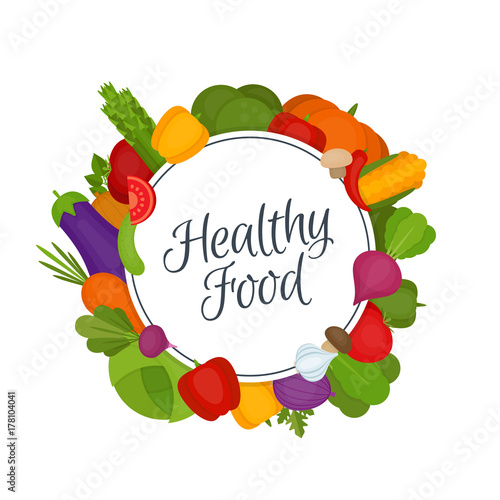 Vegetables frame. Healthy food. Organic food. Flat style  vector illustration.