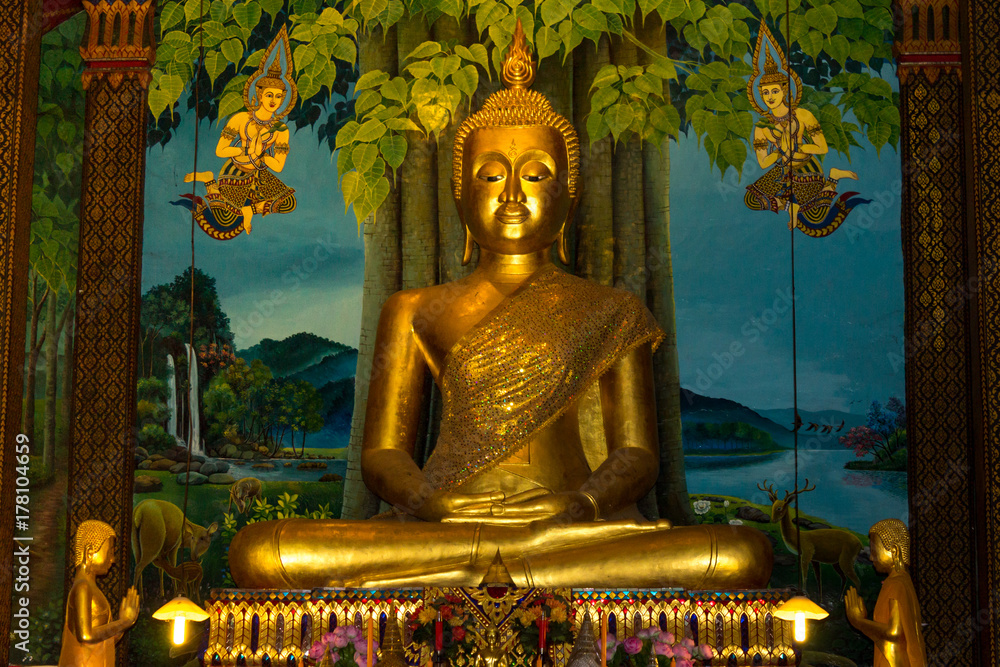 Golden Buddha statue in the chapel
