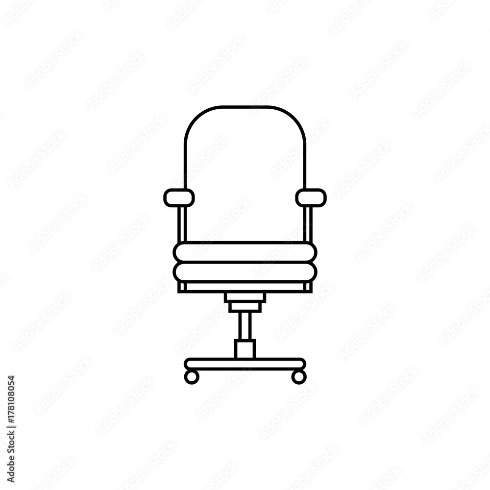 Office chair line. Flat vector. Black and white design.