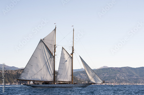 a wonderful ancient sailboat sailing in the Mediterranean Sea