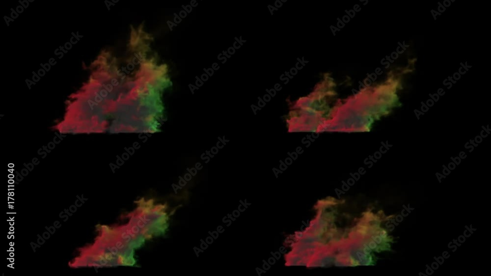 Several smoke sources of red and green color, with alpha channel mask Several smoke sources of red and green color, with alpha channel mask