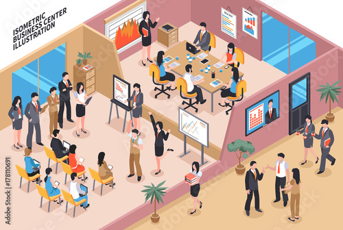 Business Center Isometric Composition
