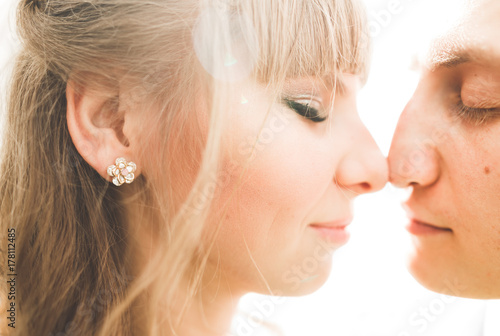 Close up of a nice young wedding couple