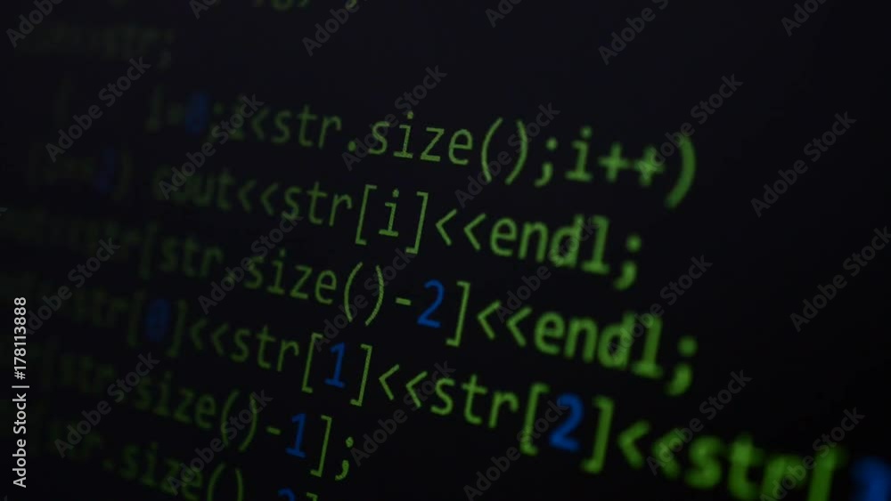 Source code on the monitor screen.