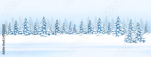 Christmas winter landscape background. Vector.