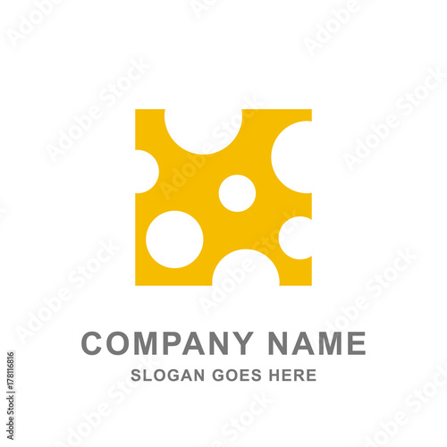 Cheese Square Slice Yellow Food Logo Vector Icon 