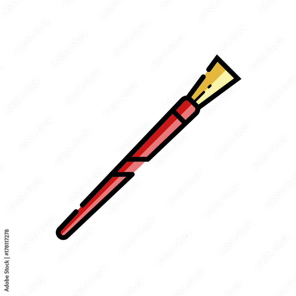 Artistic paint brush icon in flat color line design. Paintbrush abstract vector illustration in thin linear style. Artistic paint brush icon in flat color line design. Paintbrush abstract vector illustration in thin linear style.