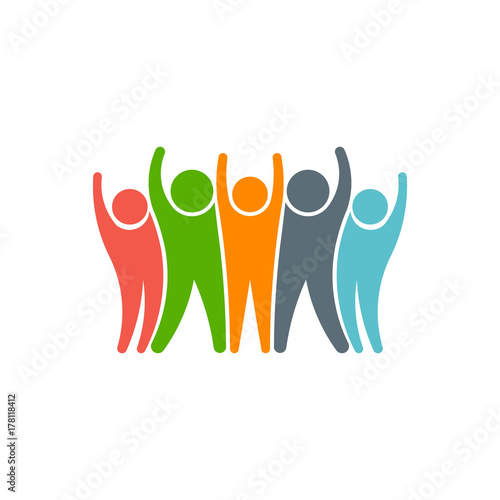 People Team Winners. Group of Five. Vector Illustration