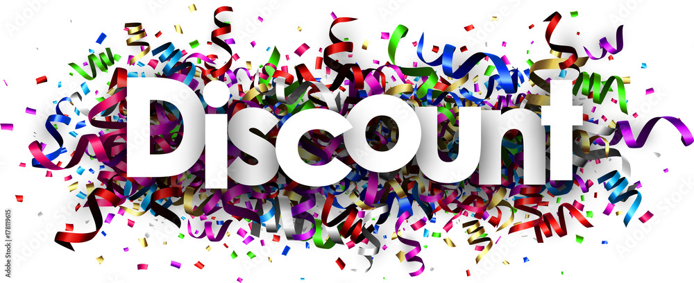 Discount banner with colorful serpentine. Discount banner with colorful serpentine.