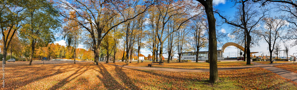 Panoramic view on the central public park in Jurmala - famous Baltic resort and tourist city in Latvia, Europe