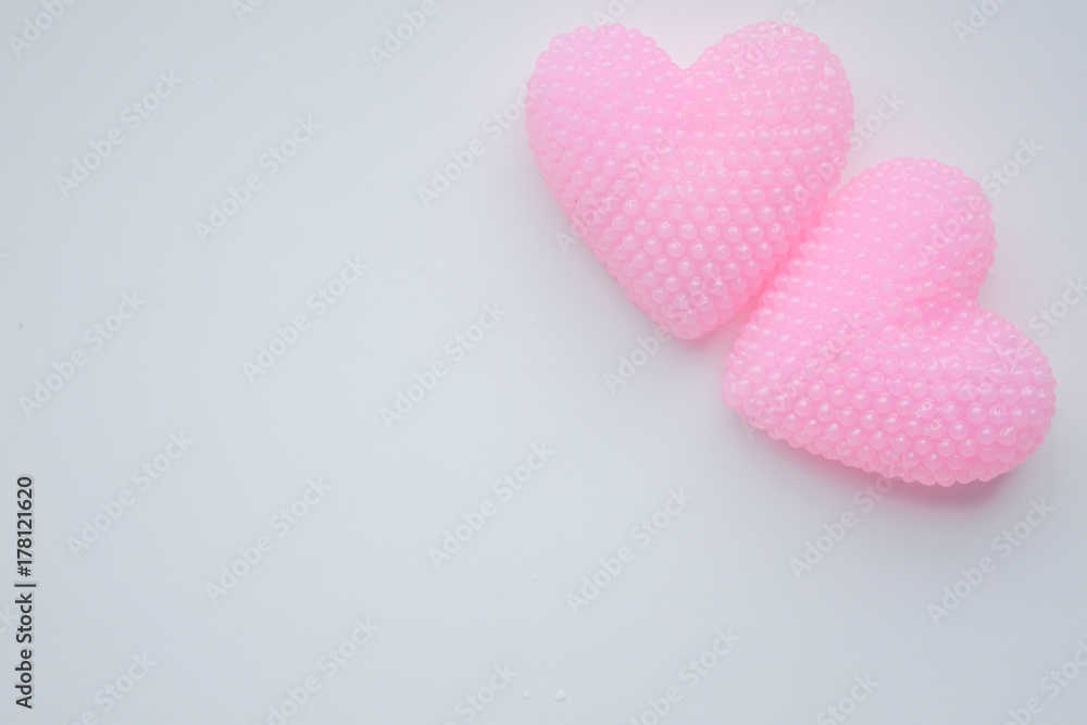 Two pink hearts on a white background Two pink hearts on a white background