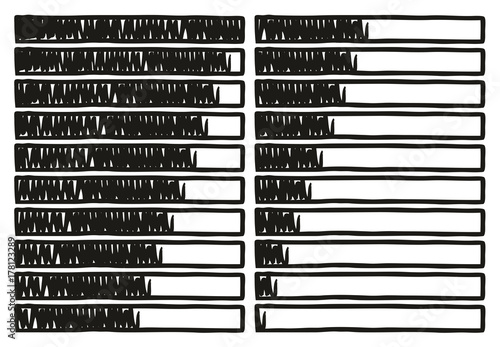 Loading Bar Increments of 5 Percent Freehand Vector Illustration