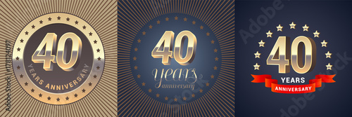 40 years anniversary vector icon, logo set