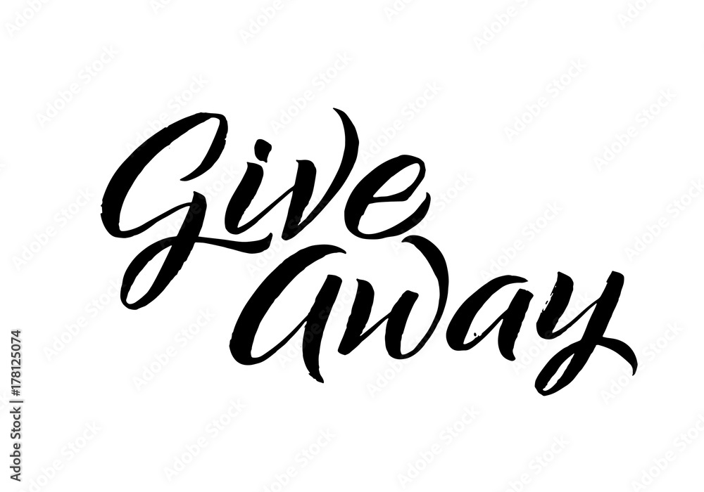 Give away. Black Calligraphy on White Background. Vector EPS Give away. Black Calligraphy on White Background. Vector EPS