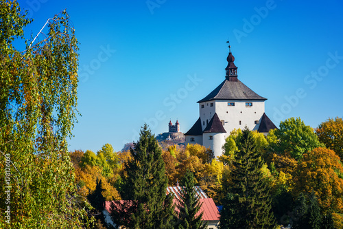 New castle and Calvary  – autumn in Banska Stiavnica, Slovakia, UNESCO photo