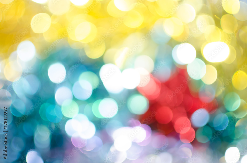 Bright colorful Christmas background, blurred bokeh holiday