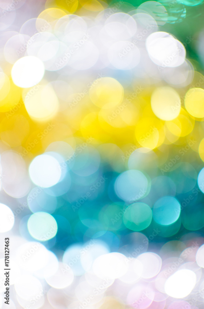Fototapeta premium Bright colorful Christmas background, blurred bokeh holiday