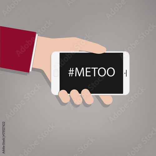Me Too hashtag on the Screen of a Smart Phone, anti sexual harassment social media campaign