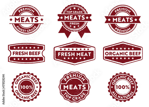 meats and beef logo stamp and label set