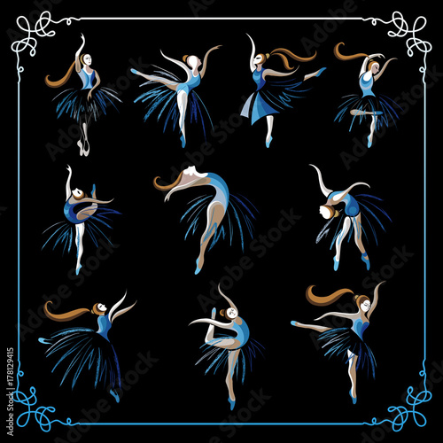 Set of dancing ballerinas 1