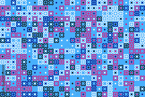 Geometric abstract seamless pattern of colored shapes © Ovidiu