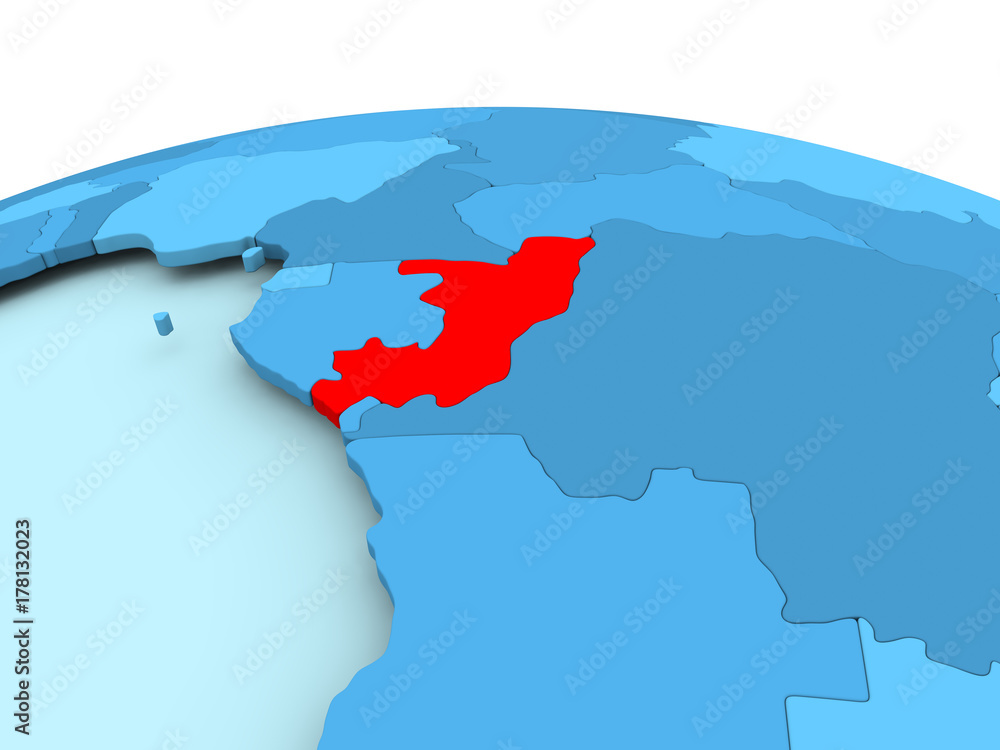 Fototapeta premium Congo on blue political globe