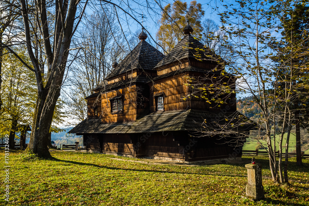 Wooden orthodox church of Sts. Archangel Michael in Smolnik village, Bieszczady, Poland