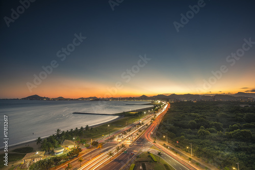 Sunset at a brazilian bay area. photo