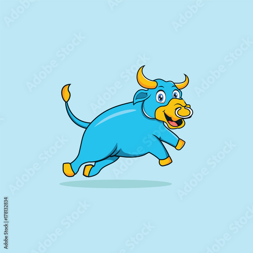 Bull Jump Mascot Cartoon Vector