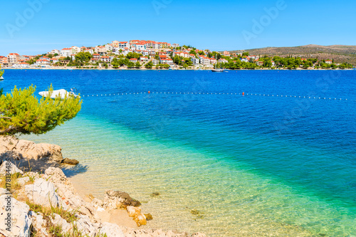 Beautiful beach in Rogoznica town, Dalmatia, Croatia