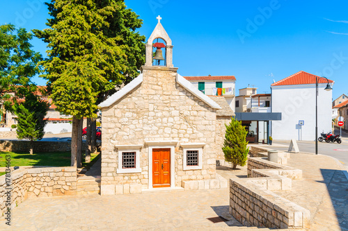 Small church in Primosten town park, Dalmatia, Croatia