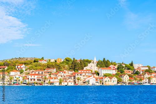 View of Rogoznica town and blue sea  Dalmatia  Croatia