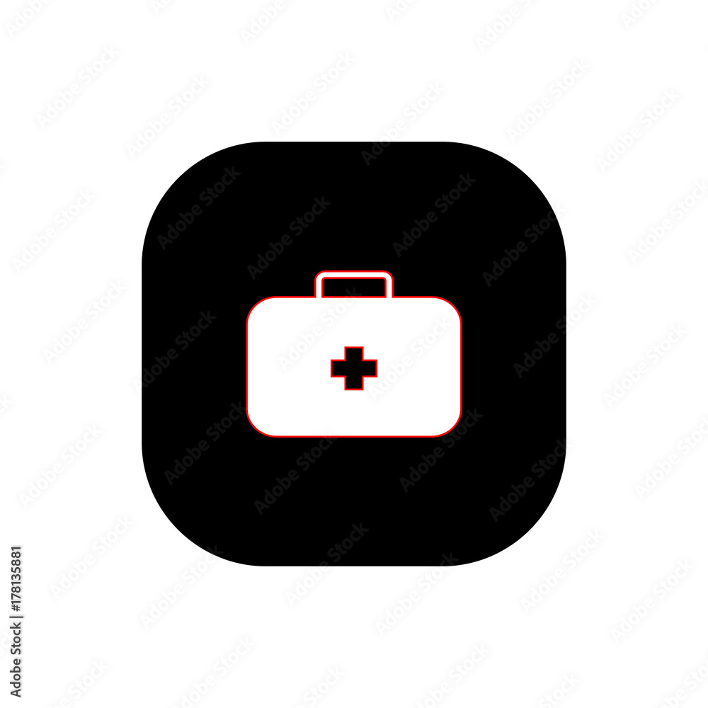 Medical kit square icon vector Medical kit square icon vector