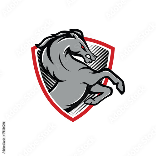 Dark Horse and Shield Logo Template