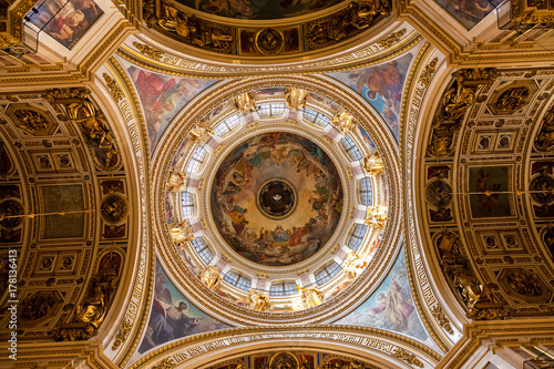 The painting on the dome of the Saint Isaac's Cathedral in Saint-Petersburg, Russia