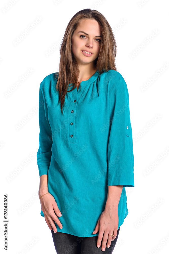 teenager showing clothes