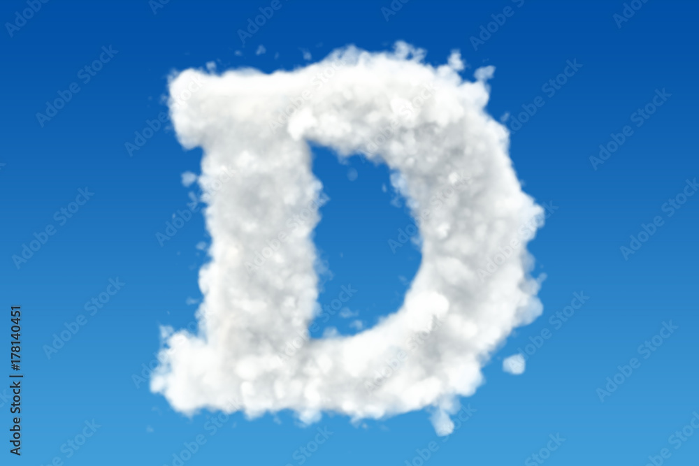 Letter D, alphabet from clouds in the sky. 3D rendering Letter D, alphabet from clouds in the sky. 3D rendering