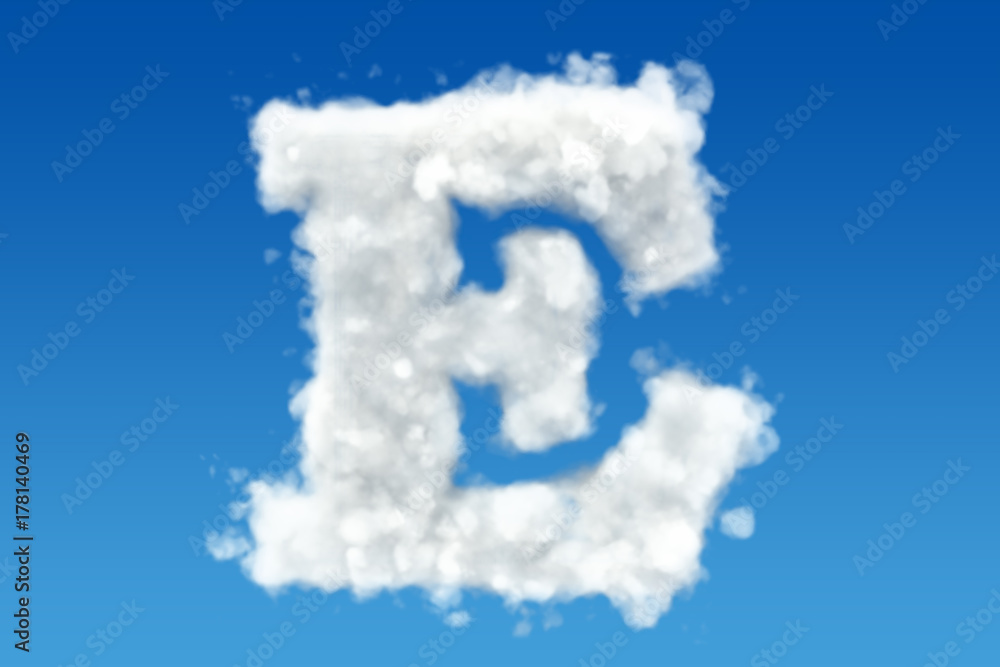 Letter E, alphabet from clouds in the sky. 3D rendering Letter E, alphabet from clouds in the sky. 3D rendering