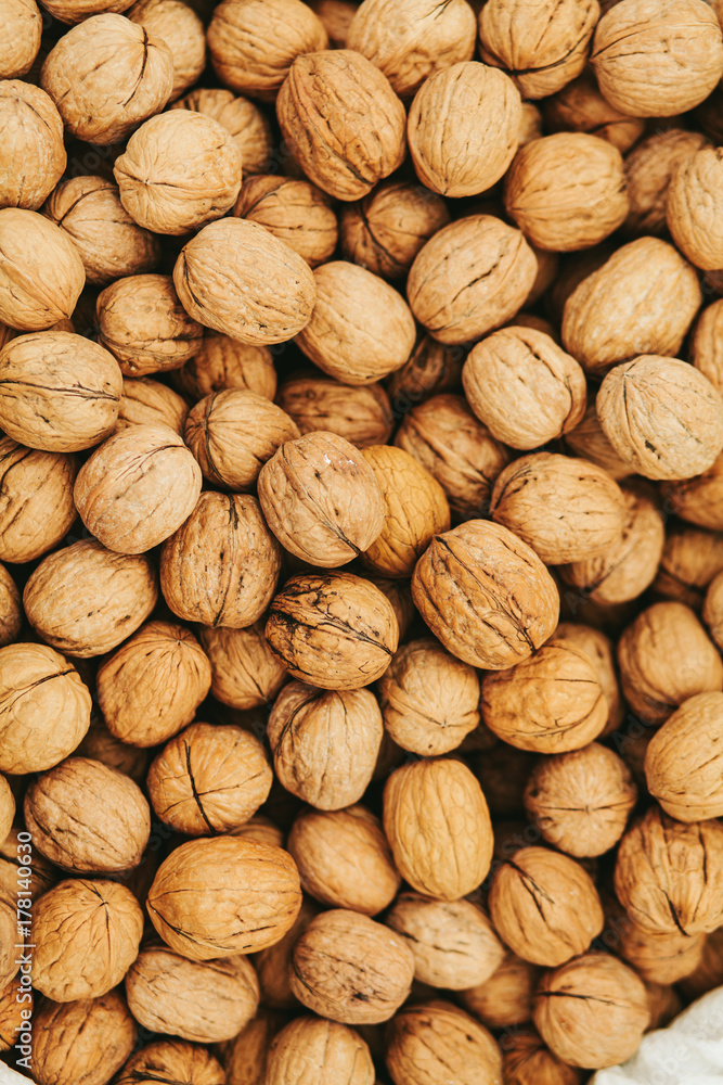 Walnuts in shell on the market Walnuts in shell on the market