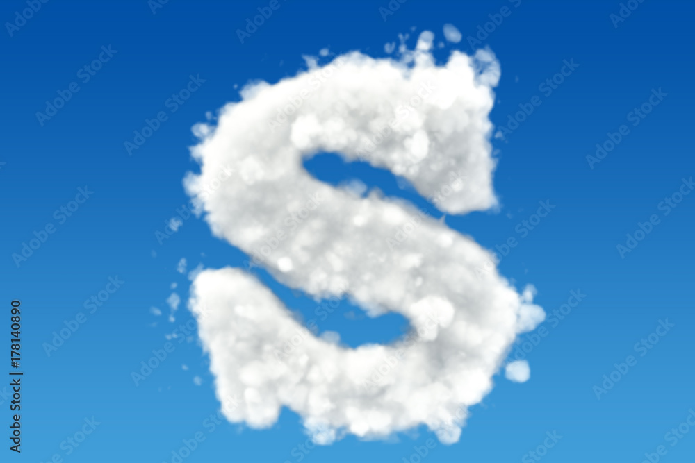 Letter S, alphabet from clouds in the sky. 3D rendering Letter S, alphabet from clouds in the sky. 3D rendering