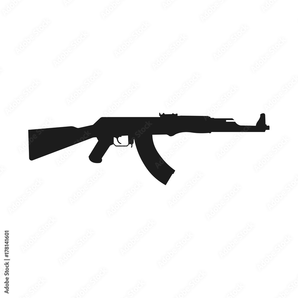 Assault rifle icon isolated on white.. Kalashnikov assault rifle AK-47. Vector Illustration EPS