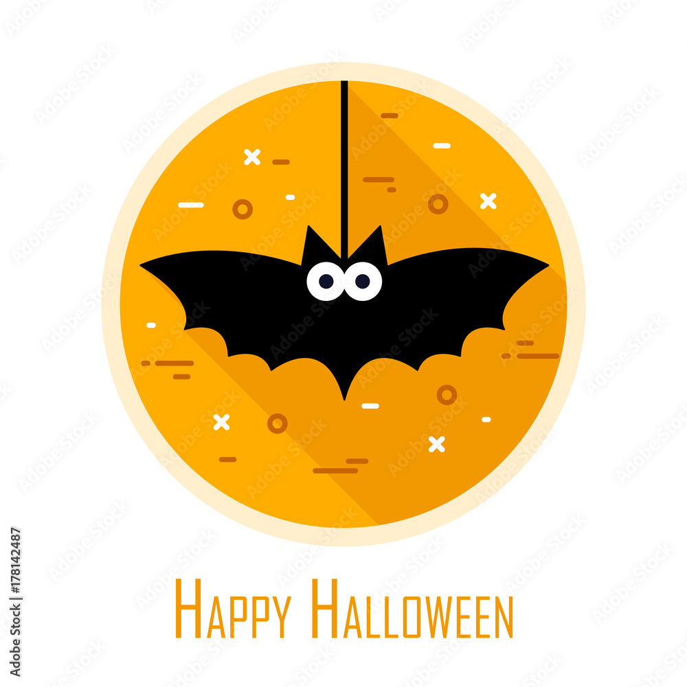 Icon with bat in a coloured circle. Thin line flat design. Vector Halloween card. Icon with bat in a coloured circle. Thin line flat design. Vector Halloween card.