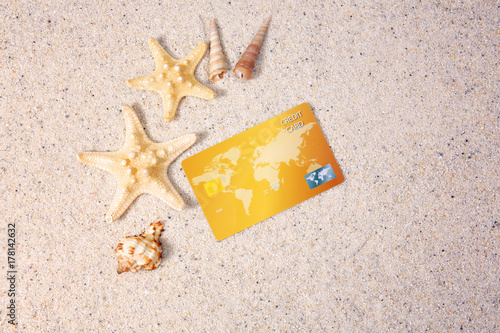 Credit card with shells on ...